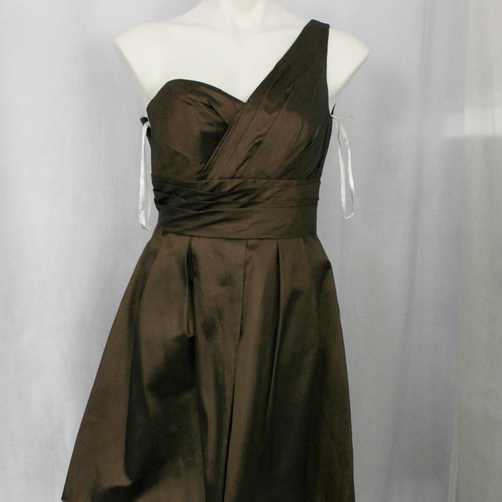 David's Bridal Charmeuse One Shoulder Bridesmaid